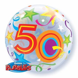 Bubbles/ Buborék lufi, 50. születésnapra, 22"/56cm