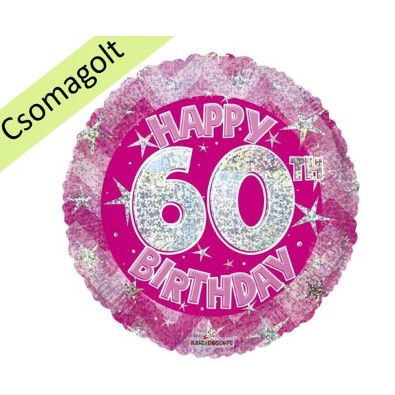 FÓLIA LUFI, GÖMB, HAPPY 60TH BIRTHDAY, PINK