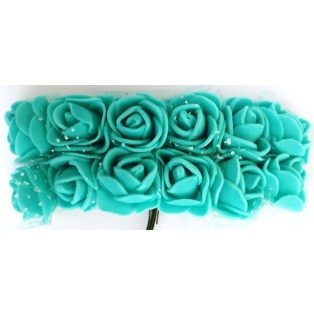 MINI RÓZSACSOKOR, HAB+ORGANZA,.MENTA, 12 SZÁL/CS