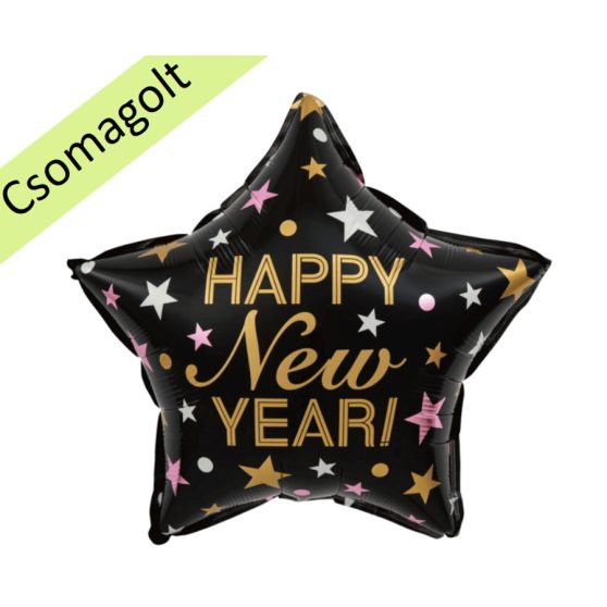 FEKETE CSILLAG FÓLIA LUFI HAPPY NEW YEAR FELIRATTAL