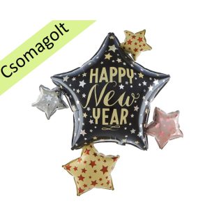 CSILLAGOS FORMA FÓLIA LUFI HAPPY NEW YEAR FELIRATTAL