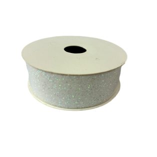 FEHÉR CSILLÁMOS SZALAG, 25 MM