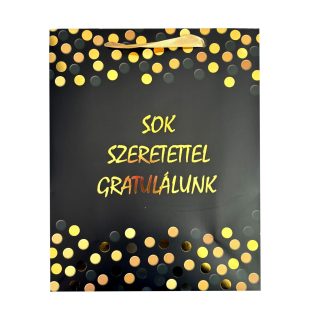   SZALAGFÜLES AJÁNDÉKTÁSKA SOK SZERETETTEL GRATULÁLUNK FELIRATTAL, NAGY