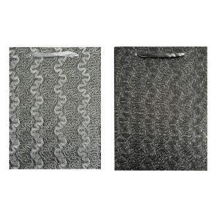   SZALAGFÜLES CSILLÁMOS AJÁNDÉKTASAK, CSIPKE, 2 SZÍNBEN, KÖZEPES