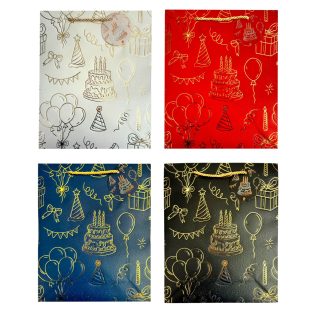   ZSINÓRFÜLES AJÁNDÉKTÁSKA SZÜLETÉSNAPRA, TORTÁS, 4 SZÍNBEN, NAGY