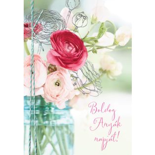 ÜDVÖZLŐLAP BORÍTÉKKAL ANYÁK NAPJÁRA, RÓZSÁS