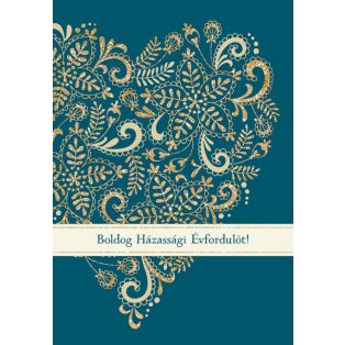 ÜDVÖZLŐLAP BORÍTÉKKAL ÉVFORDULÓRA , ZÖLDESKÉK