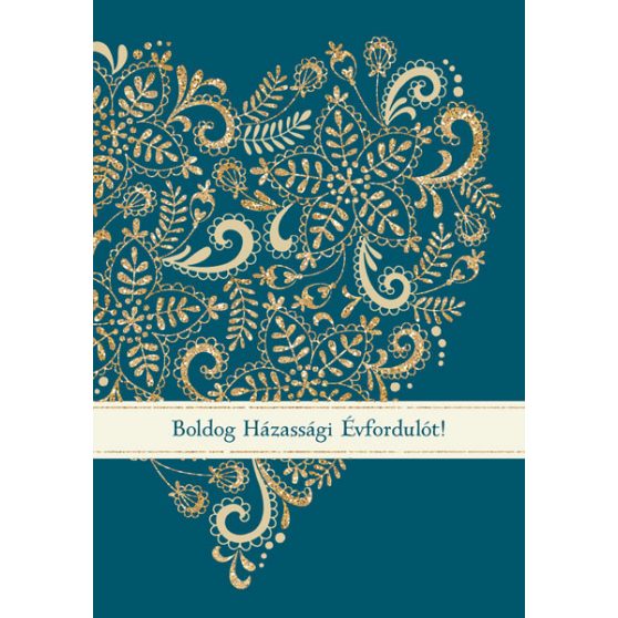 ÜDVÖZLŐLAP BORÍTÉKKAL ÉVFORDULÓRA , ZÖLDESKÉK