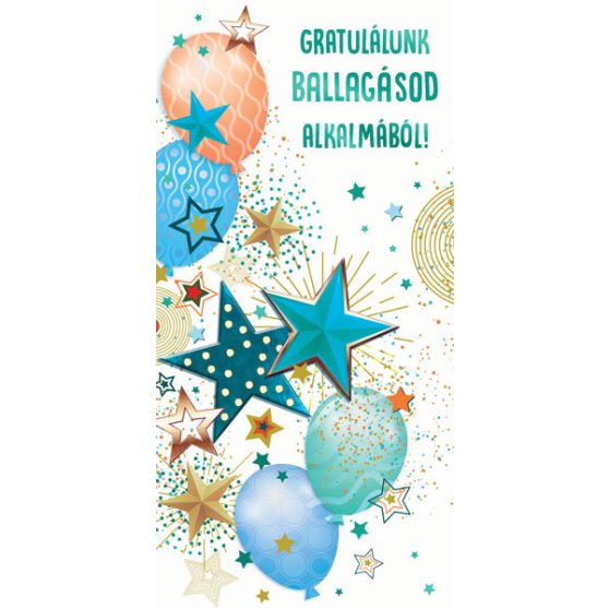 ÜDVÖZLŐLAP BORÍTÉKKAL BALLAGÁSRA, LUFIK ÉS CSILLAGOK