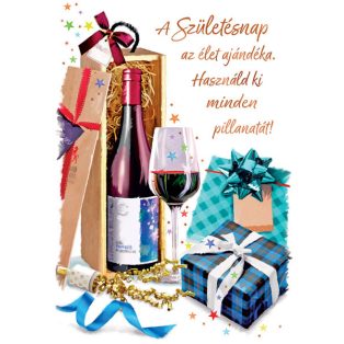 ÜDVÖZLŐLAP BORÍTÉKKAL SZÜLETÉSNAPRA, BOROS