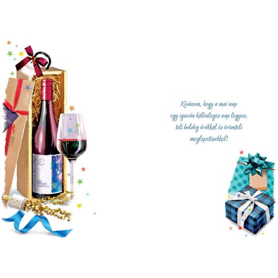 ÜDVÖZLŐLAP BORÍTÉKKAL SZÜLETÉSNAPRA, BOROS