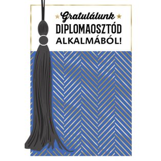 ÜDVÖZLŐLAP BORÍTÉKKAL DIPLOMAOSZTÓRA, KÉK-FEHÉR