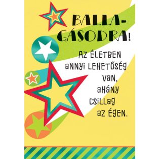 ÜDVÖZLŐLAP BORÍTÉKKAL BALLAGÁSRA, CSILLAGOS