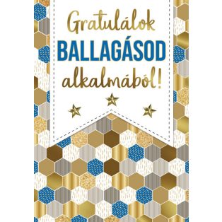 ÜDVÖZLŐLAP BORÍTÉKKAL BALLAGÁSRA, FEHÉR-KÉK-ARANY