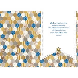 ÜDVÖZLŐLAP BORÍTÉKKAL BALLAGÁSRA, FEHÉR-KÉK-ARANY
