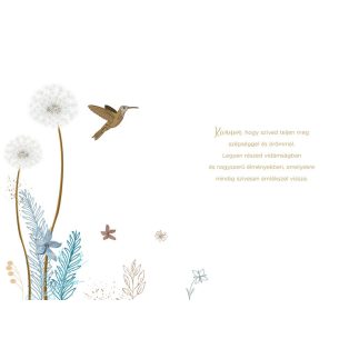   ÜDVÖZLŐLAP BORÍTÉKKAL SZÜLETÉSNAPRA, VIRÁGOK ÉS MADARAK