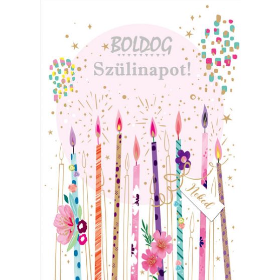 ÜDVÖZLŐLAP BORÍTÉKKAL SZÜLETÉSNAPRA, GYERTYÁS