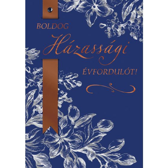 ÜDVÖZLŐLAP BORÍTÉKKAL ÉVFORDULÓRA , KÉK