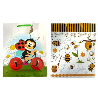   ZSINÓRFÜLES AJÁNDÉKTÁSKA MÉHECSKE VAGY KATICA MINTÁVAL, NAGY