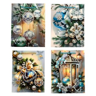 ZSINÓRFÜLES AJÁNDÉKTÁSKA KARÁCSONYRA, KÉK, KÖZEPES