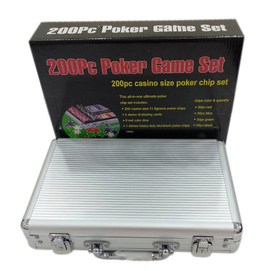 PÓKER SZETT FÉMBŐRÖNDBEN, 200 DB-OS