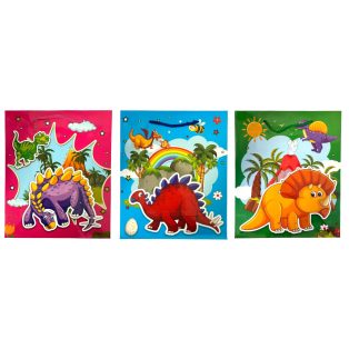 ZSINÓRFÜLES AJÁNDÉKTÁSKA DINÓ MINTÁVAL, 3 FÉLE, NAGY