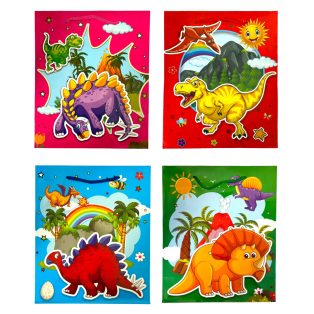   ZSINÓRFÜLES AJÁNDÉKTÁSKA DINÓ MINTÁVAL, 4 FÉLE, KÖZEPES