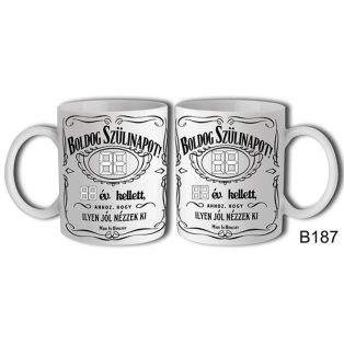   ÉVSZÁMOZHATÓ KERÁMIA BÖGRE SZÜLETÉSNAPRA, JACK DANIELS MINTÁS