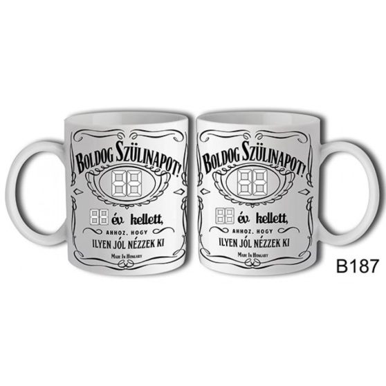 ÉVSZÁMOZHATÓ KERÁMIA BÖGRE SZÜLETÉSNAPRA, JACK DANIELS MINTÁS