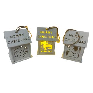 FEHÉR KARÁCSONYI HÁZIKÓ LEDVILÁGÍTÁSSAL