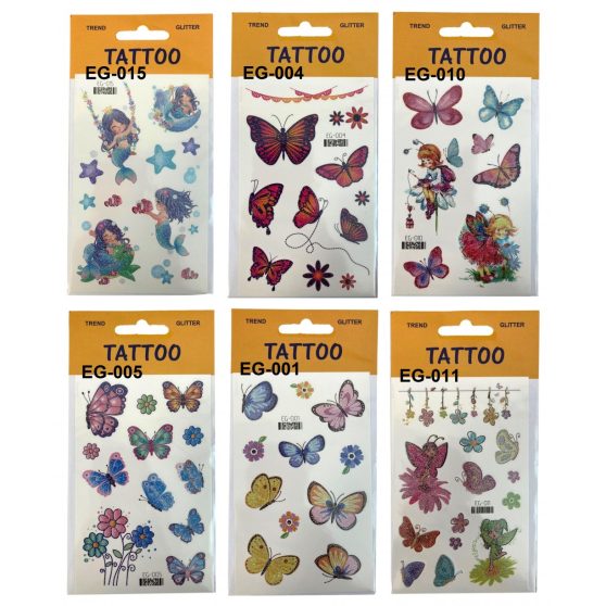 GLITTERES TETOVÁLÁS VEGYES MINTÁKKAL