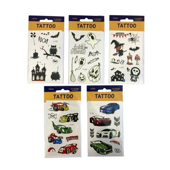 UV FÉNYBEN VILÁGÍTÓ TETOVÁLÁS TÖBBFÉLE MINTÁVAL