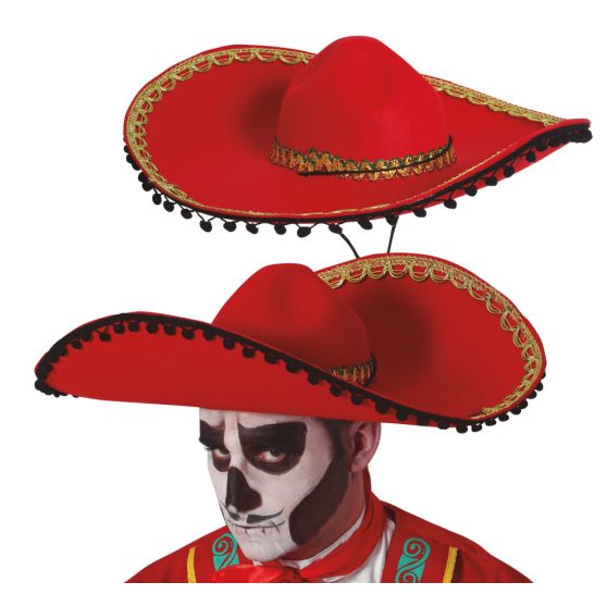 PIROS MEXIKÓI TEXTIL KALAP