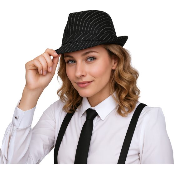 FEKETE FEHÉR CSÍKOS GENGSZTER KALAP