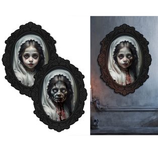 HOLOGRAMOS HORROR FALIKÉP, ÁTVÁLTOZÓ LÁNY 