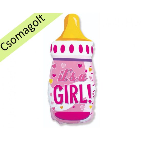 RÓZSASZÍN CUMISÜVEG FÓLIA LUFI IT'S A GIRL FELIRATTAL