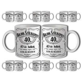   ÉVSZÁMOS KERÁMIA BÖGRE SZÜLETÉSNAPRA, JACK DANIELS MINTÁS