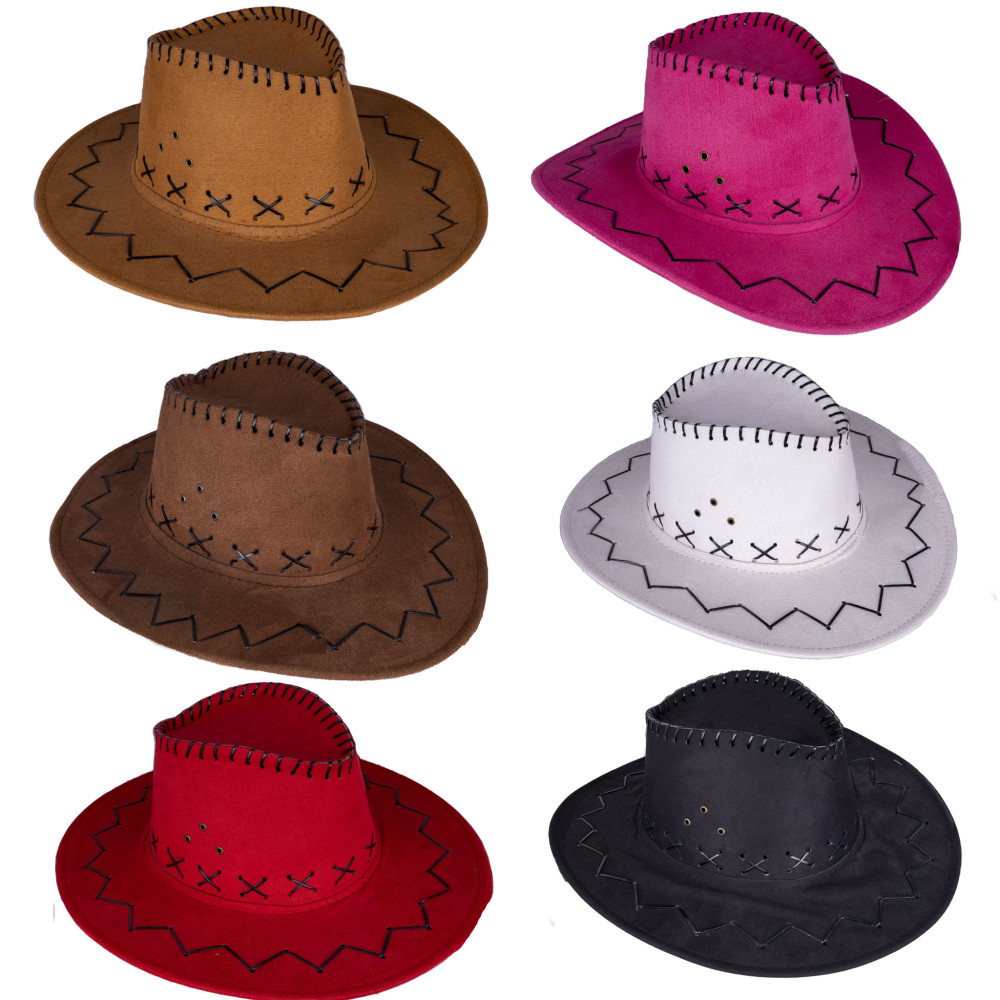 VELÚR COWBOY KALAP TÖBB SZÍNBEN, FELNŐTT MÉRET