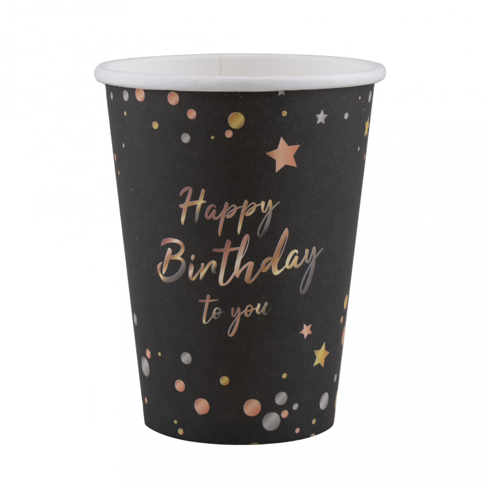 FEKETE PARTI POHÁR HAPPY BIRTHDAY FELIRATTAL