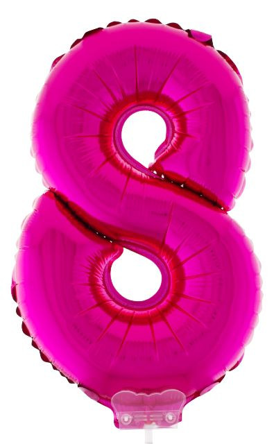 FÓLIA LUFI, 16"/41CM, SZÁM "8", PINK, (LEVEGŐS)