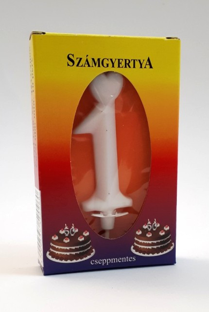 SZÁMGYERTYA TORTÁRA, "1", FEHÉR